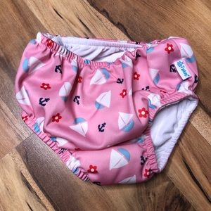 UPF 50+ swim diaper cover pink w/ sailboats size 24 months
